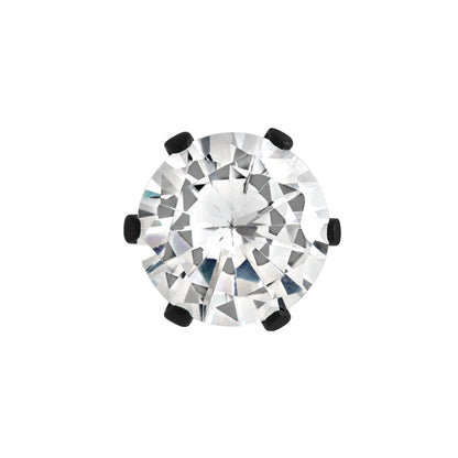 18g Prong Set 8mm Jewel PVD Black Threaded Stud Earring — Price Per 1 - Painful Pleasures