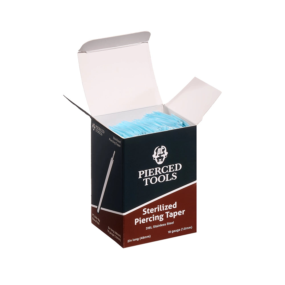 2” Sterilized Piercing Tapers for 16g or 18g Internally Threaded or Threadless Jewelry — Box of 100 - Painful Pleasures