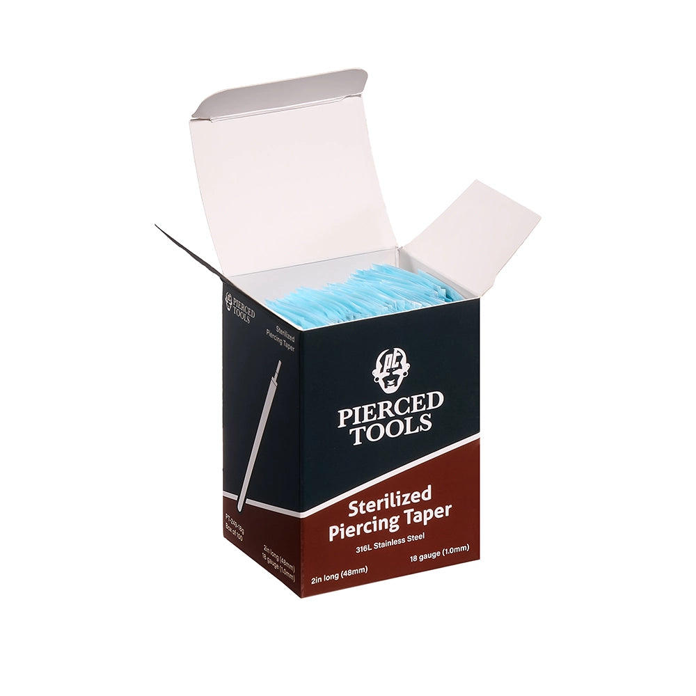 2” Sterilized Piercing Tapers for 16g or 18g Internally Threaded or Threadless Jewelry — Box of 100 - Painful Pleasures