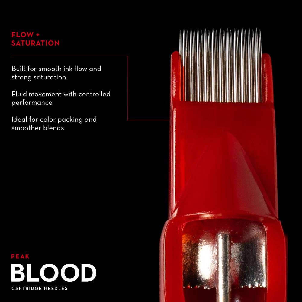 Peak Needles — Blood — Box of 20 Cartridge Tattoo Needles