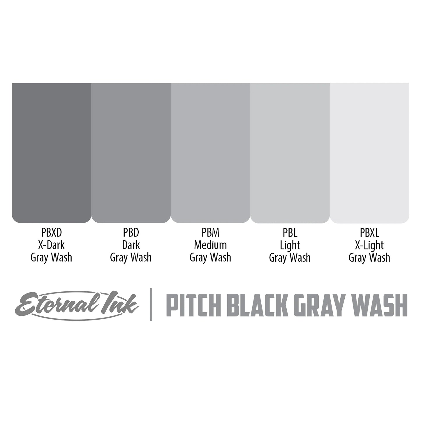 Pitch Black Gray Wash Set of 5 — Eternal Ink — Pick Size