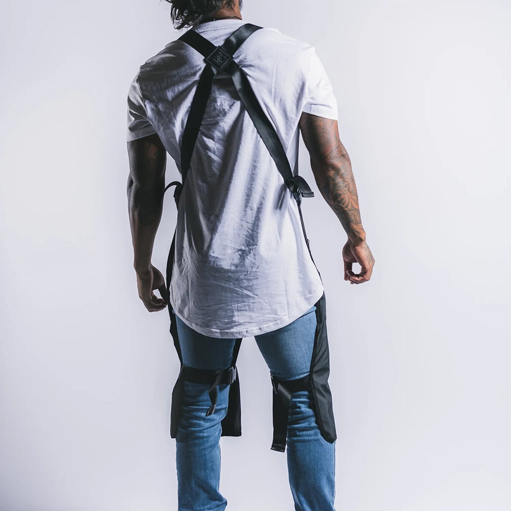 Knife & Flag Non-Porous Split Leg Apron — Black - Painful Pleasures