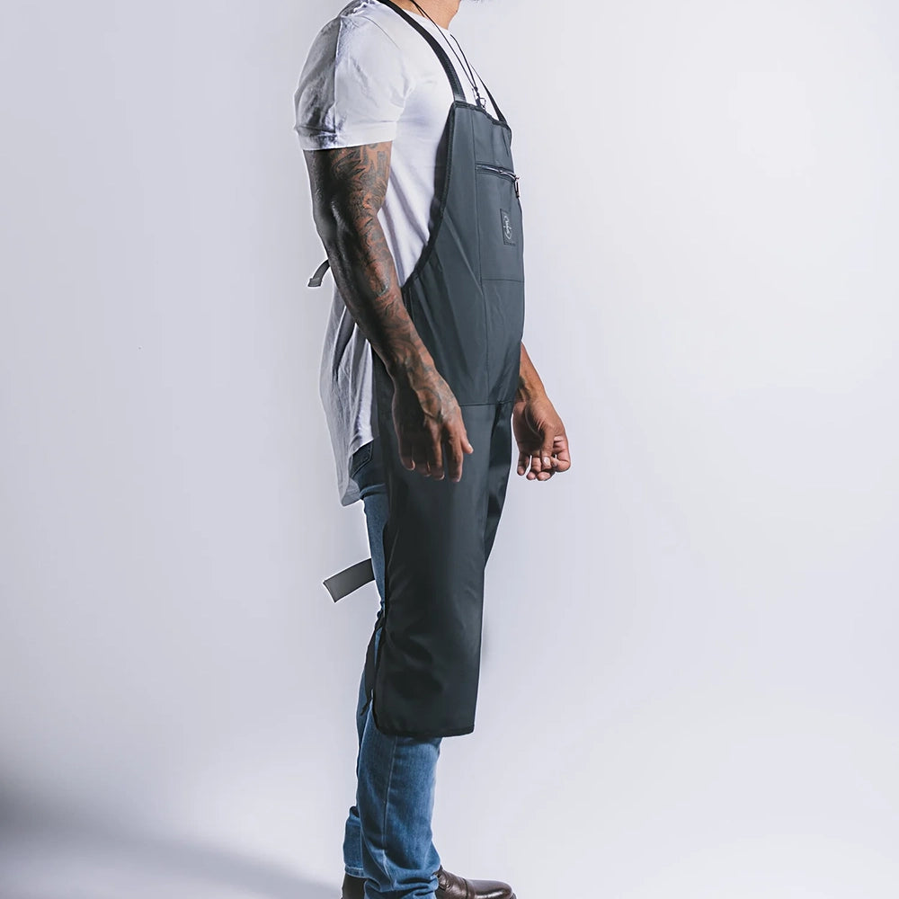 Knife & Flag Non-Porous Split Leg Apron — Black - Painful Pleasures