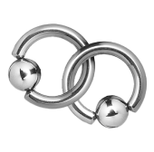 Two Silver Captive Bead Rings Looped Around One-Another