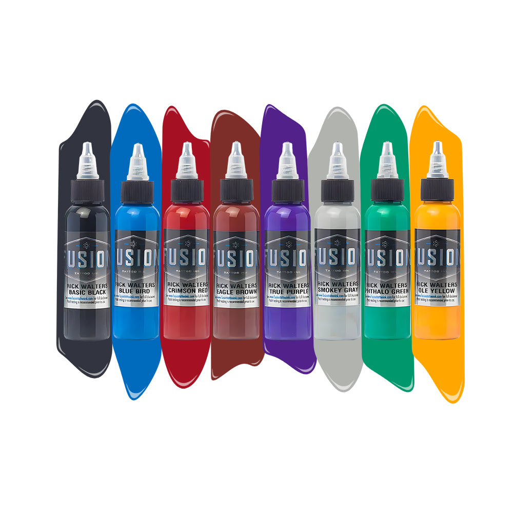 Rick Walters 8 Color Palette Signature Set — Fusion Tattoo Ink — Pick Size