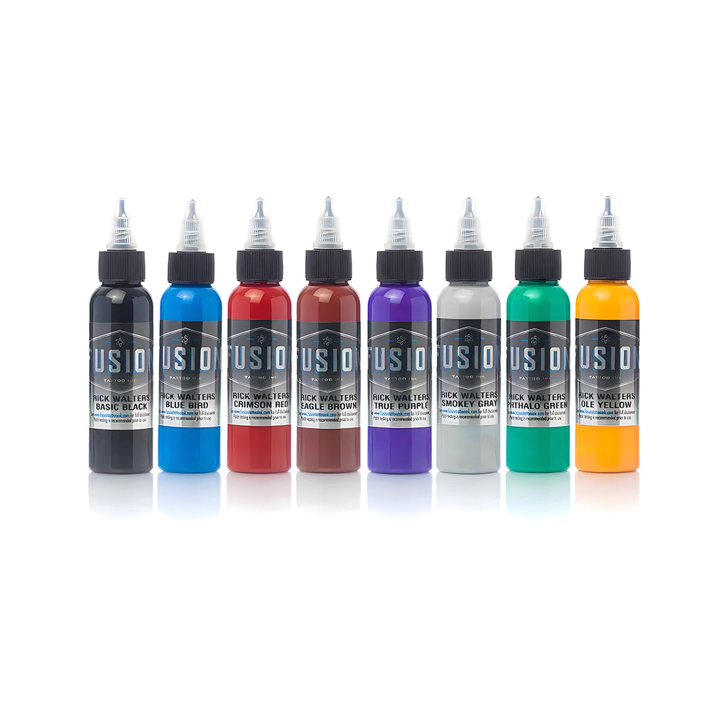 Rick Walters 8 Color Palette Signature Set — Fusion Tattoo Ink — Pick Size