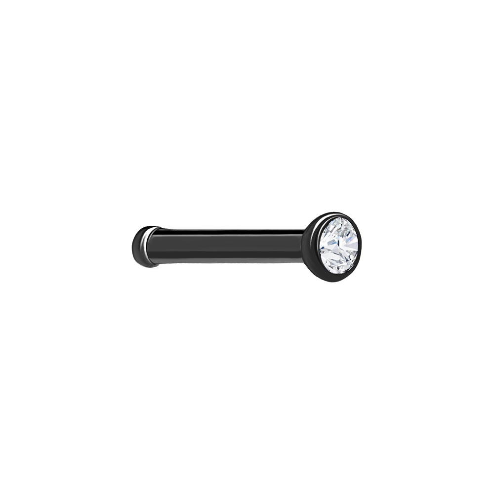 Tilum 18g Nostril Screw PVD Black Titanium w/ Martini Bezel-Set Jewel - Price Per 1