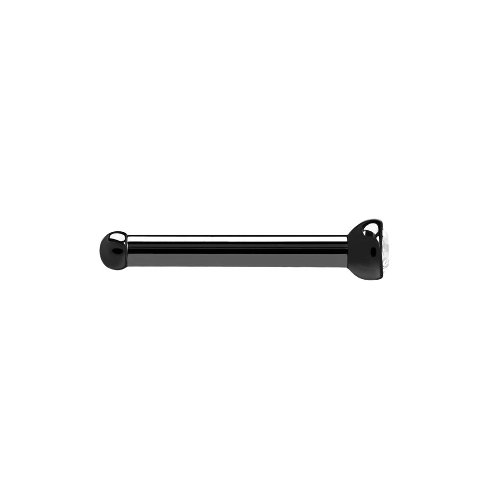 Tilum 18g Nostril Screw PVD Black Titanium w/ Martini Bezel-Set Jewel - Price Per 1