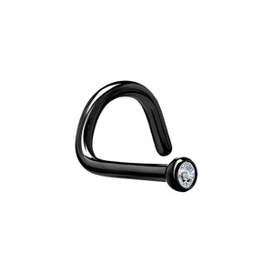 18g Nostril Screw PVD Black Titanium w/ Martini Bezel-Set Jewel — Price Per 1 - Painful Pleasures