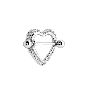 14g 3/4” Crystal Heart Nipple Ring Shield - Price Per 1 - Painful Pleasures