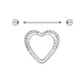14g 3/4” Crystal Heart Nipple Ring Shield - Price Per 1