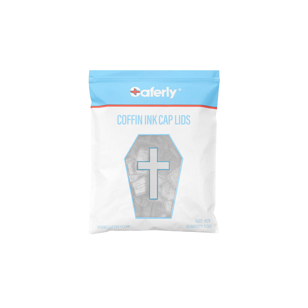 Saferly Coffin Ink Cap Lids — #25 — Bag of 200 — Pick Color - Painful Pleasures