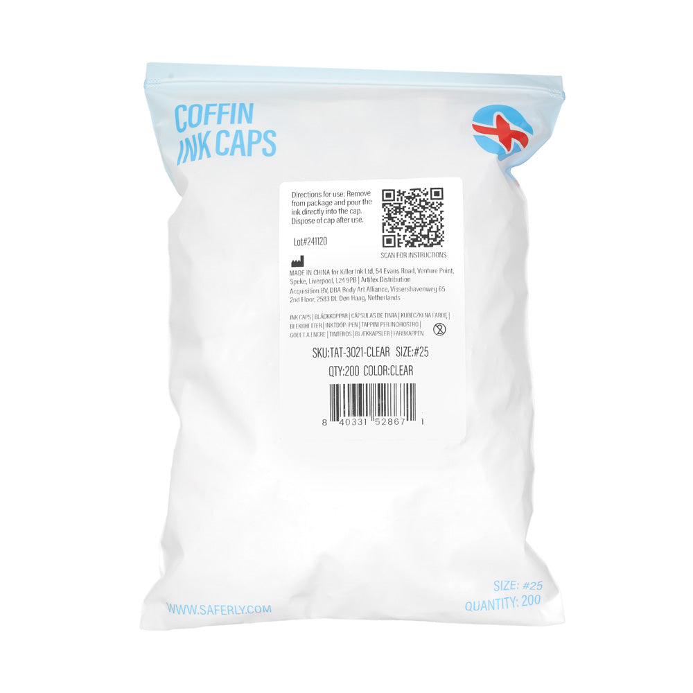 Saferly Coffin Ink Caps — #25 — Bag of 200 — Pick Color - Painful Pleasures