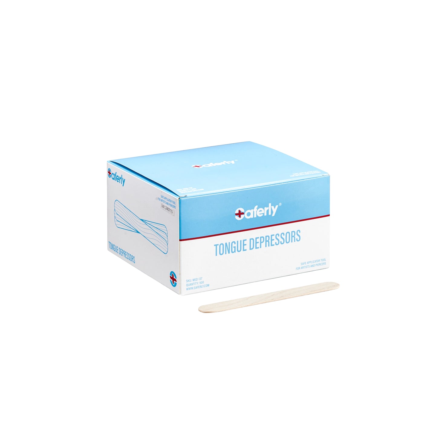 Saferly Tongue Depressors - Adult Size - Box of 500
