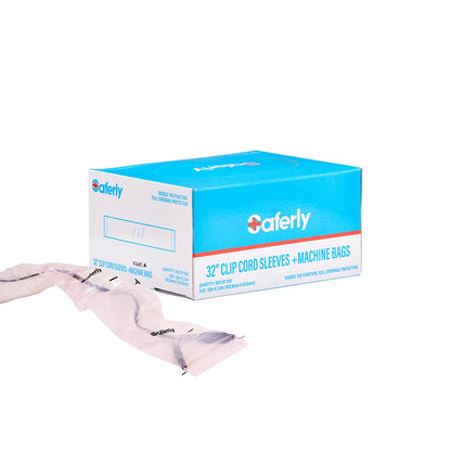 Saferly 32" Clip Cord Sleeves + Machine Bags — Box of 200 — Pick Color Pink