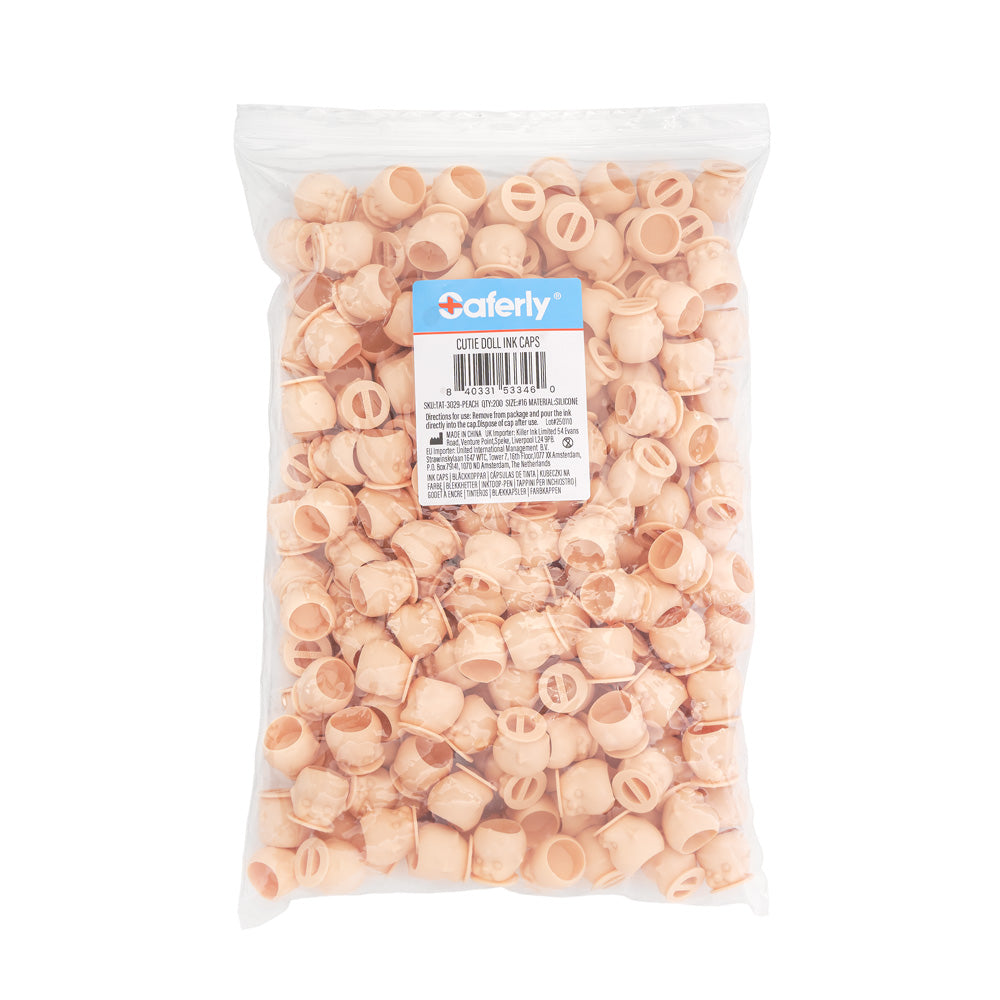 Saferly Cutie Doll Head Silicone Ink Caps —Size #16 (Large) — Bag of 200 - Painful Pleasures