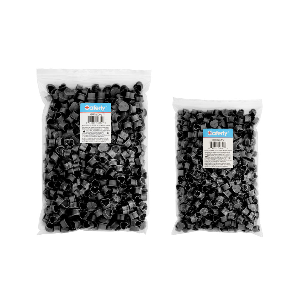Saferly Heart Silicone Ink Caps — Pick Size and Color — Bag of 500 - Painful Pleasures