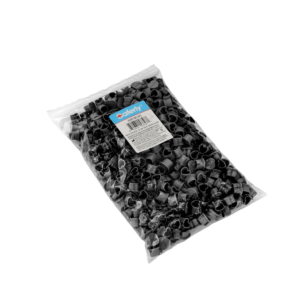 Saferly Heart Silicone Ink Caps — Pick Size and Color — Bag of 500 - Painful Pleasures