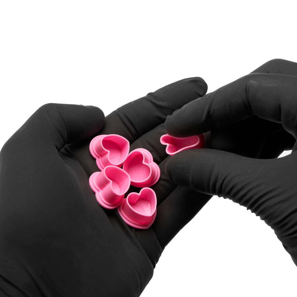 Saferly Heart Silicone Ink Caps — Pick Size and Color — Bag of 500 - Painful Pleasures