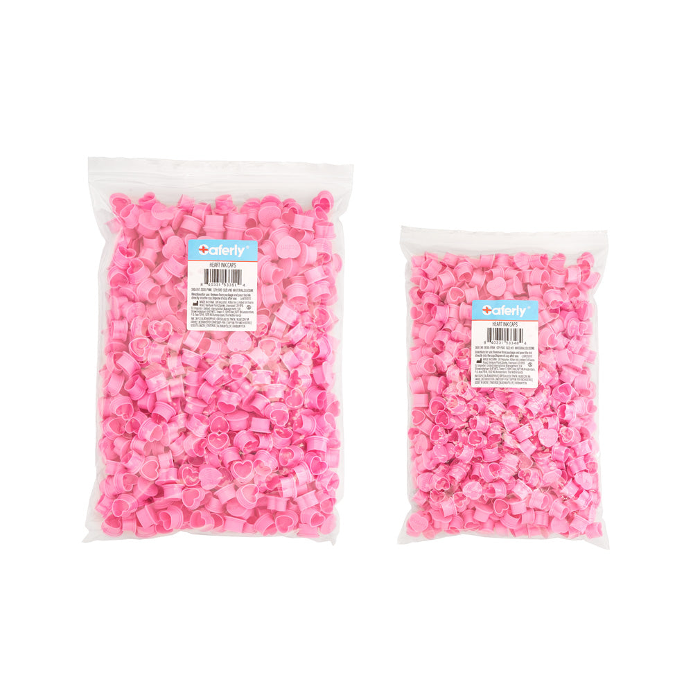 Saferly Heart Silicone Ink Caps — Pick Size and Color — Bag of 500 - Painful Pleasures