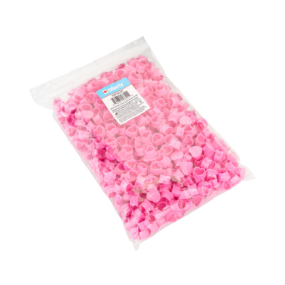 Saferly Heart Silicone Ink Caps — Pick Size and Color — Bag of 500 - Painful Pleasures