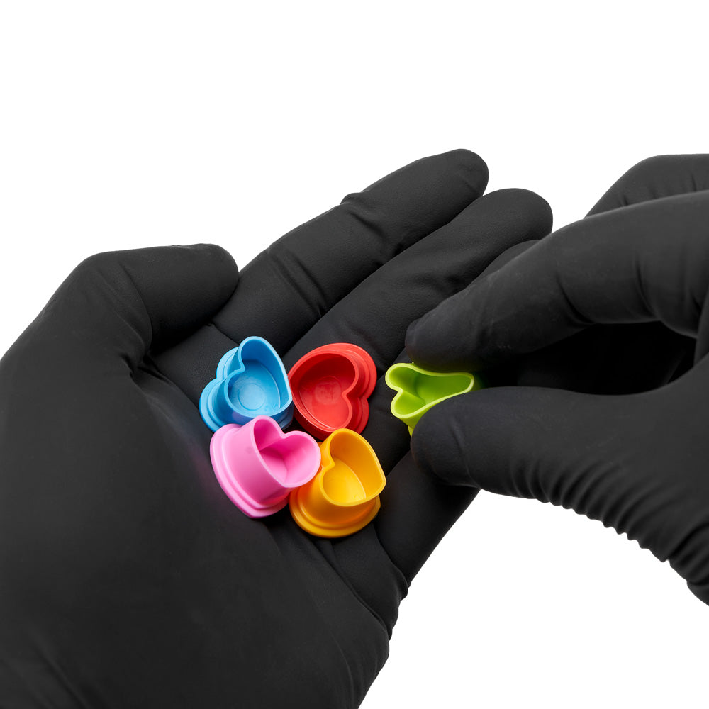 Saferly Heart Silicone Ink Caps — Pick Size and Color — Bag of 500 - Painful Pleasures