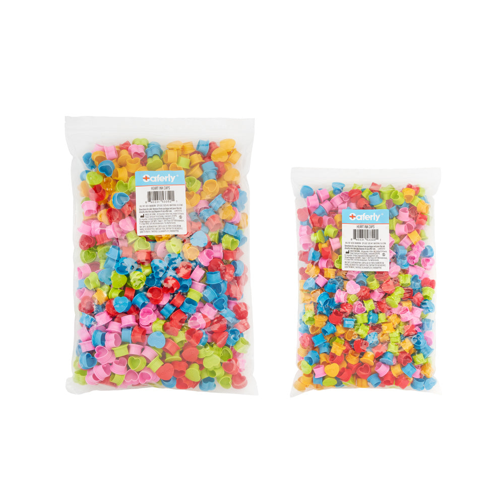 Saferly Heart Silicone Ink Caps — Pick Size and Color — Bag of 500 - Painful Pleasures