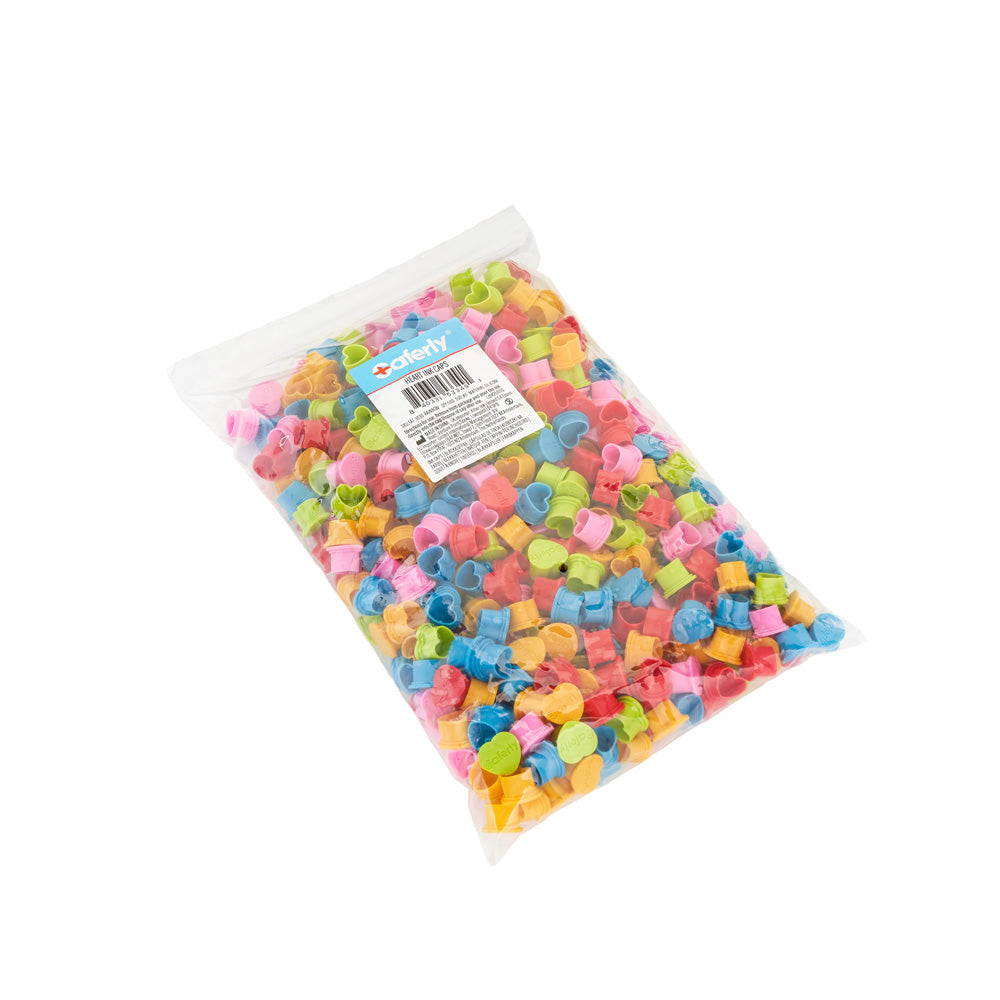 Saferly Heart Silicone Ink Caps — Pick Size and Color — Bag of 500 - Painful Pleasures