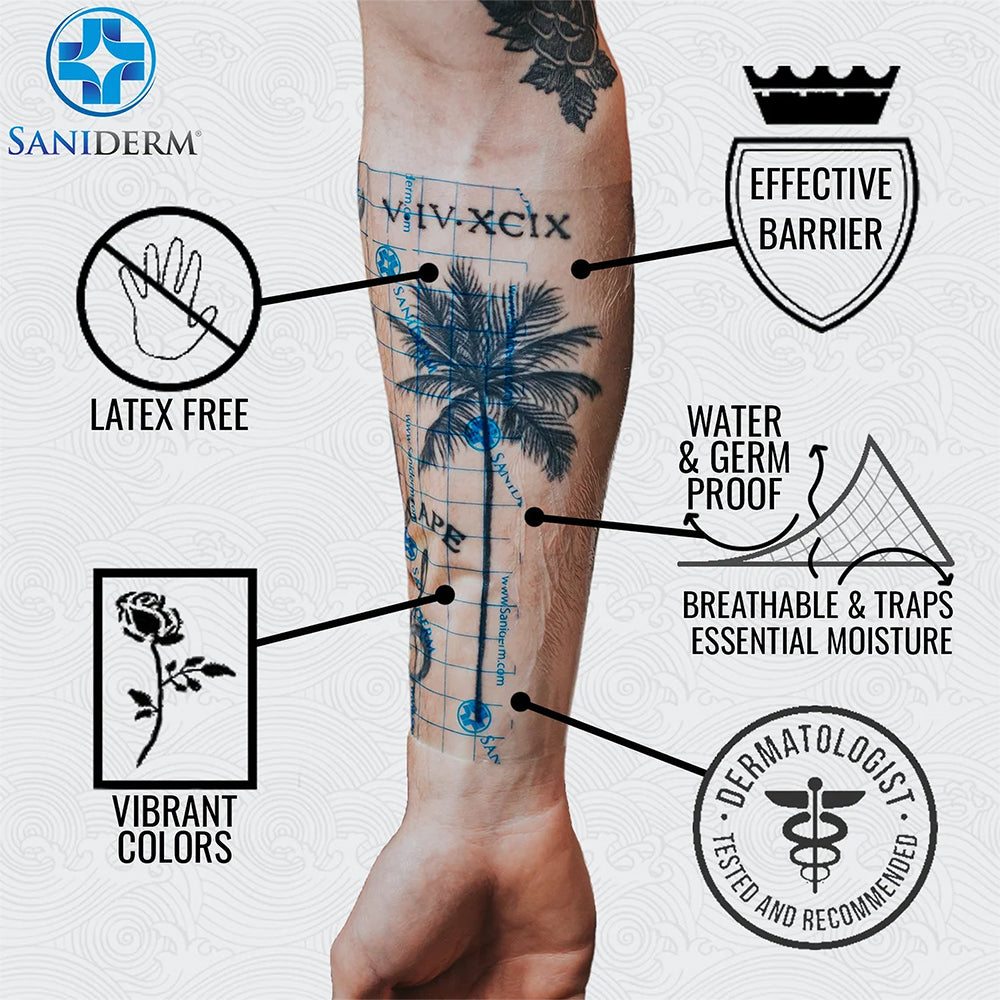 Saniderm Tattoo Aftercare Transparent Adhesive Bandage - 4" x 8 yard Roll