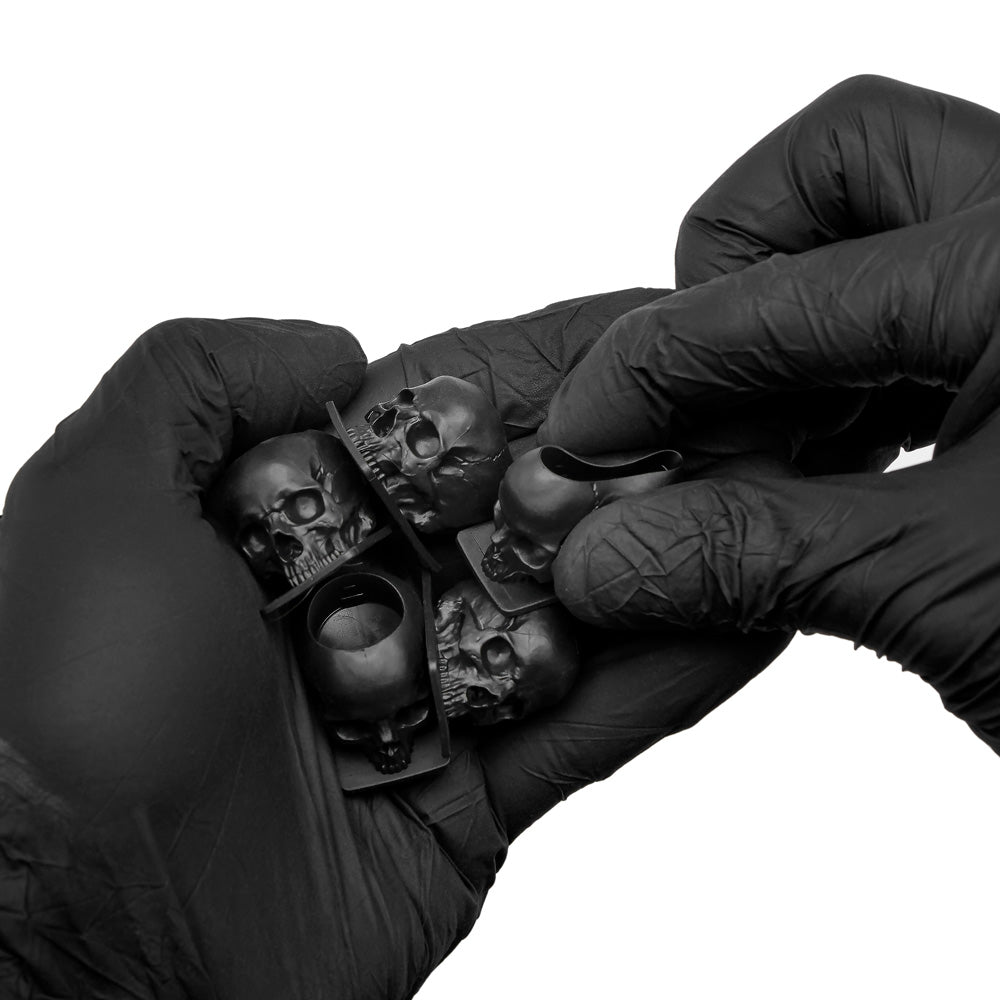 Saferly Skull Silicone Ink Caps —Size #16 (Large) — Bag of 200  — Pick Color - Painful Pleasures
