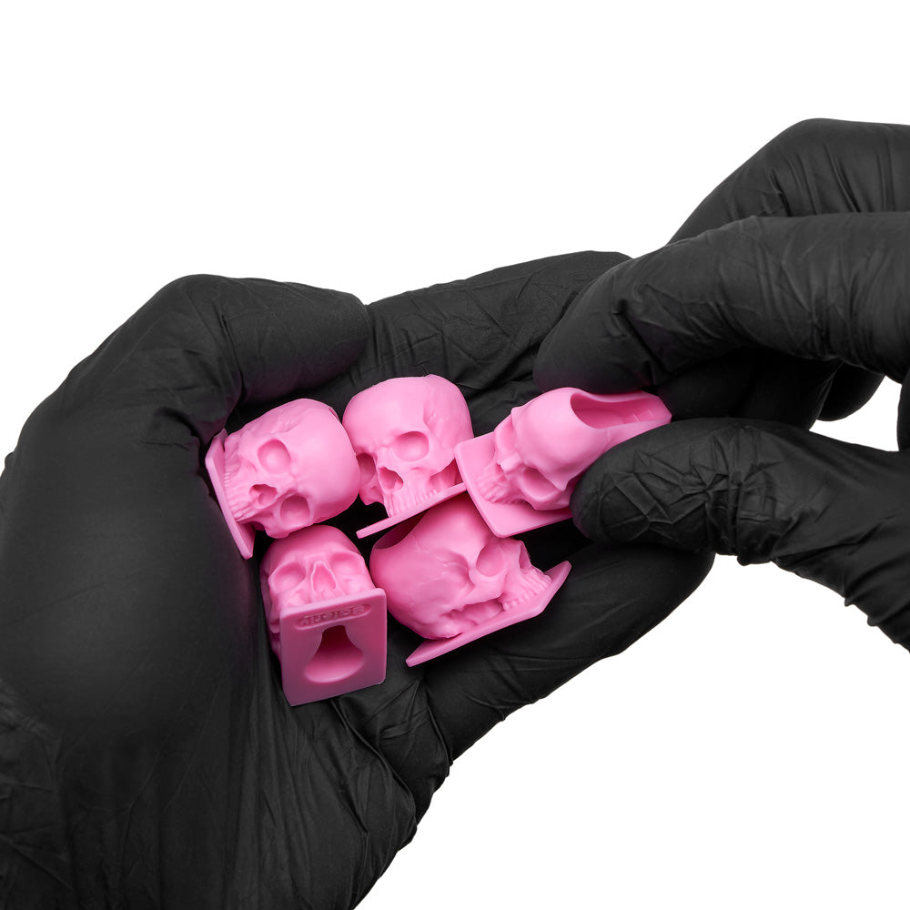 Saferly Skull Silicone Ink Caps —Size #16 (Large) — Bag of 200  — Pick Color - Painful Pleasures