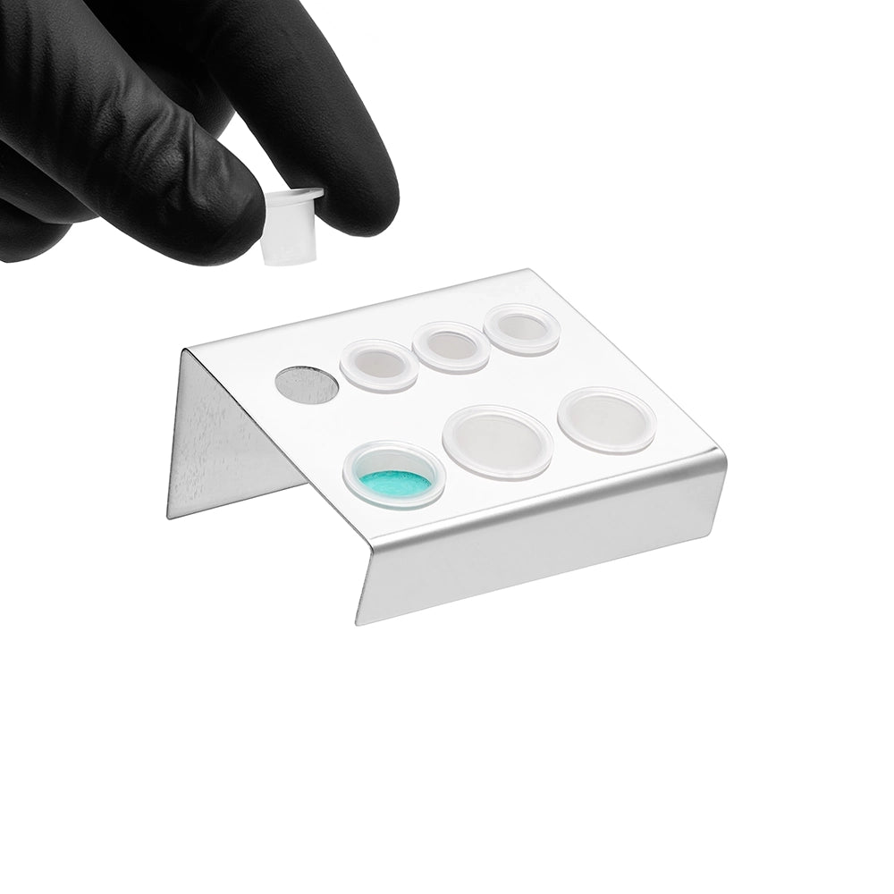 Stainless Steel Ink Cap Holder – 7 Slots for #9, #11 & #16 Caps - Painful Pleasures