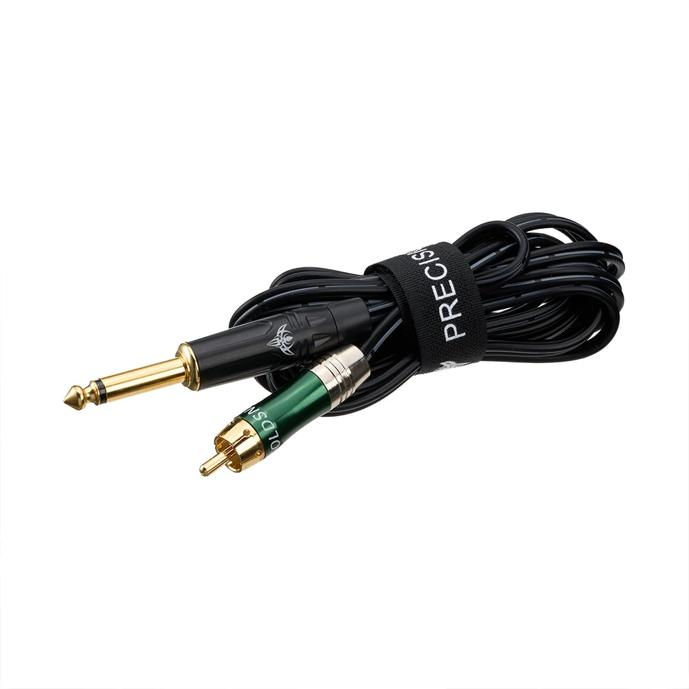 Precision Premium Pro Design Tattoo RCA Cable With Green Phono Plug - Painful Pleasures