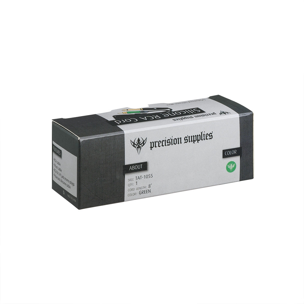 Precision Premium Pro Design Tattoo RCA Cable With Green Phono Plug - Painful Pleasures