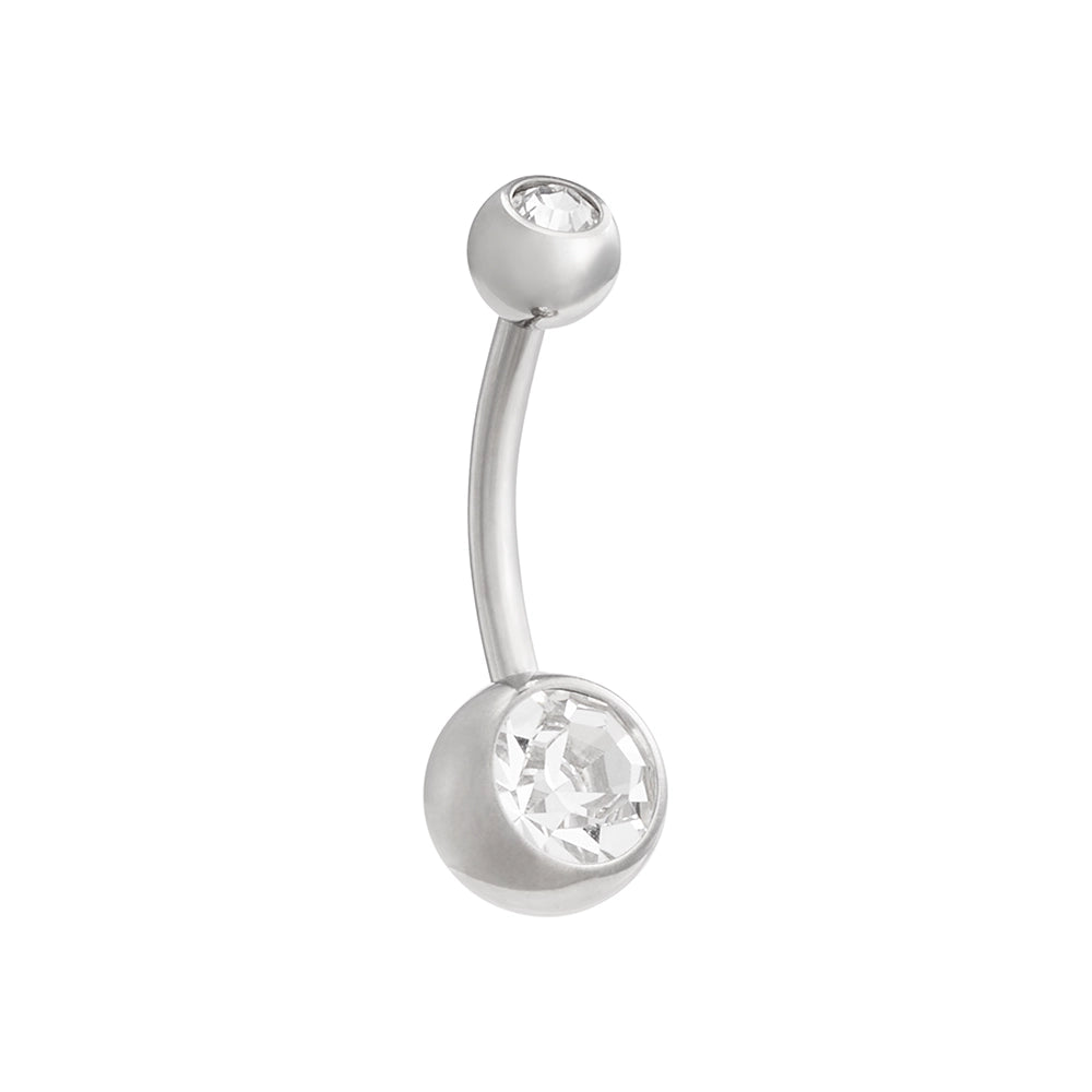 Tilum 14g 7/16” Internal Double Jeweled Titanium Belly Button Ring - Painful Pleasures