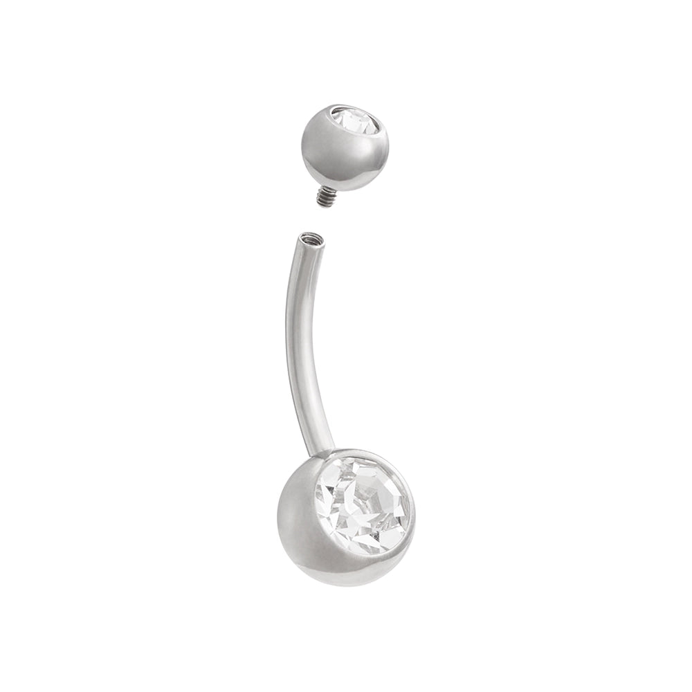 Tilum 14g 7/16” Internal Double Jeweled Titanium Belly Button Ring - Painful Pleasures