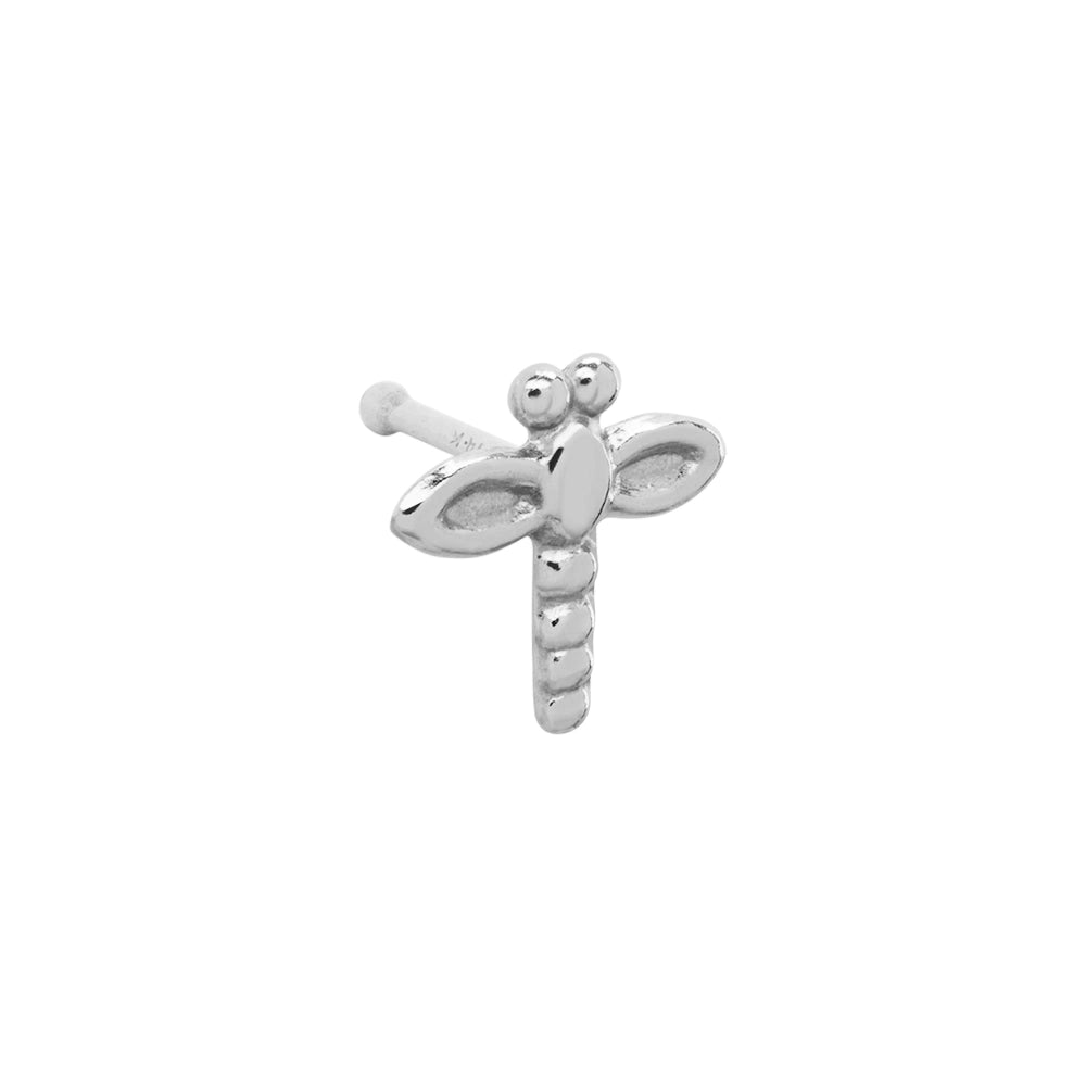 Tilum 20g 14kt White Gold DRAGONFLY Nose Bone Body Jewelry - Painful Pleasures