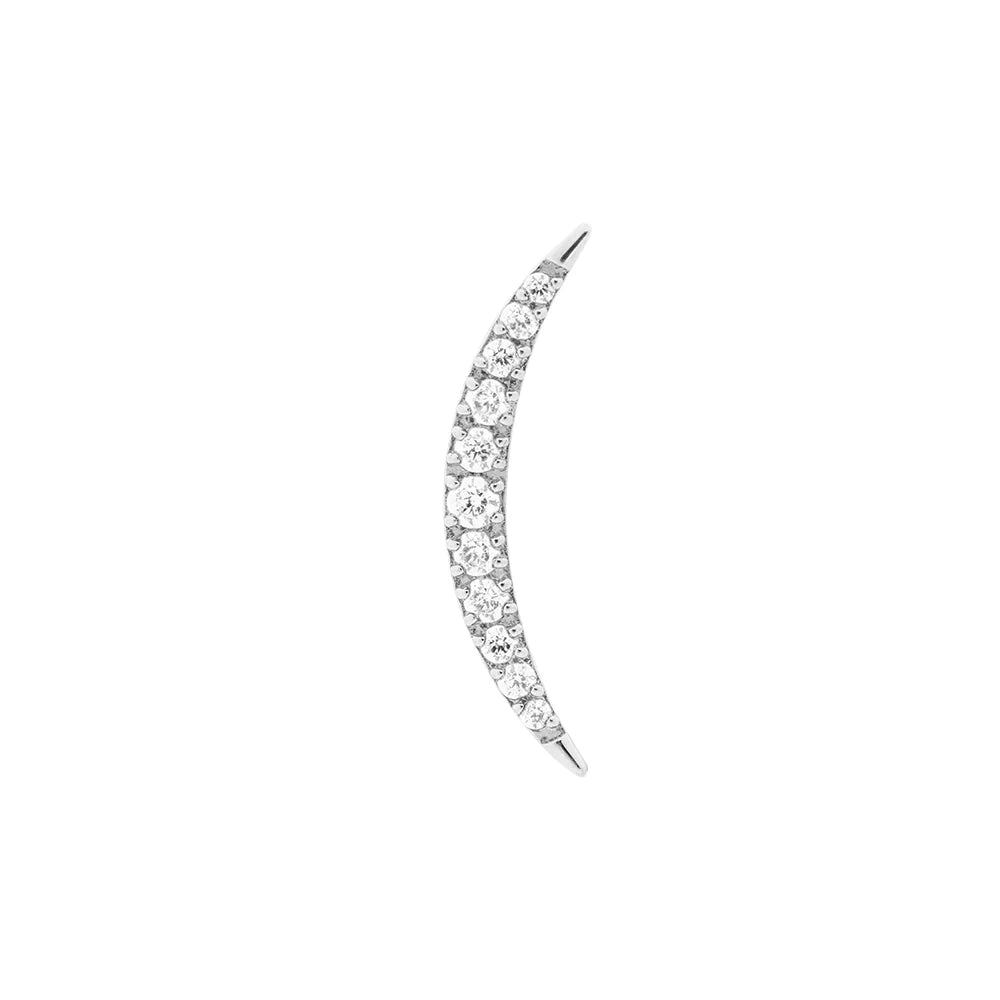 Titanium Internally Threaded Jeweled Crescent Moon - Painful Pleasures
