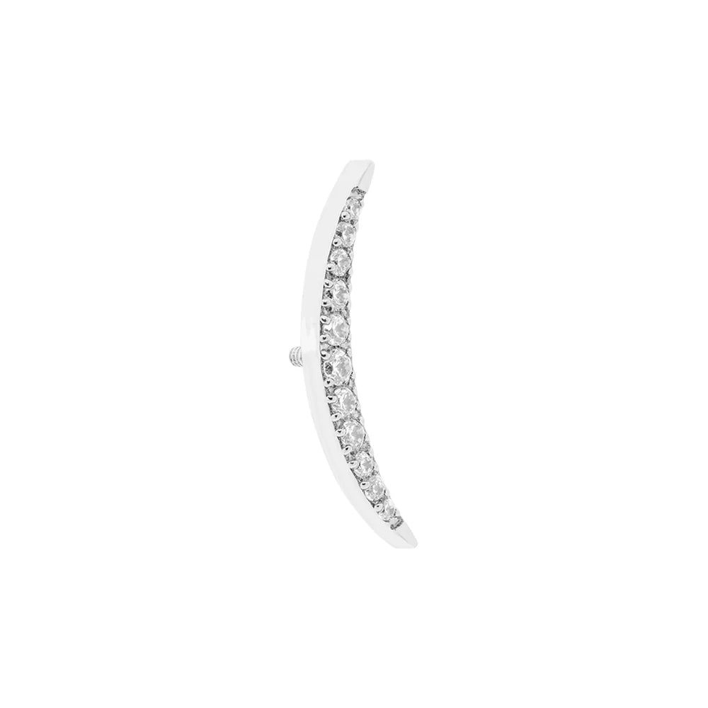 Titanium Internally Threaded Jeweled Crescent Moon - Painful Pleasures