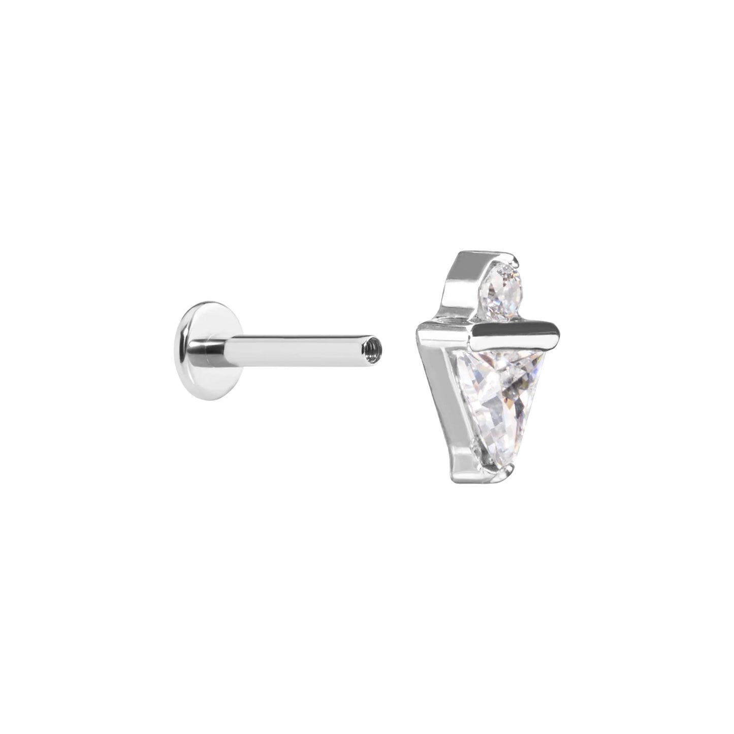 Titanium Internally Threaded Jeweled Dainty Triangle - Painful Pleasures