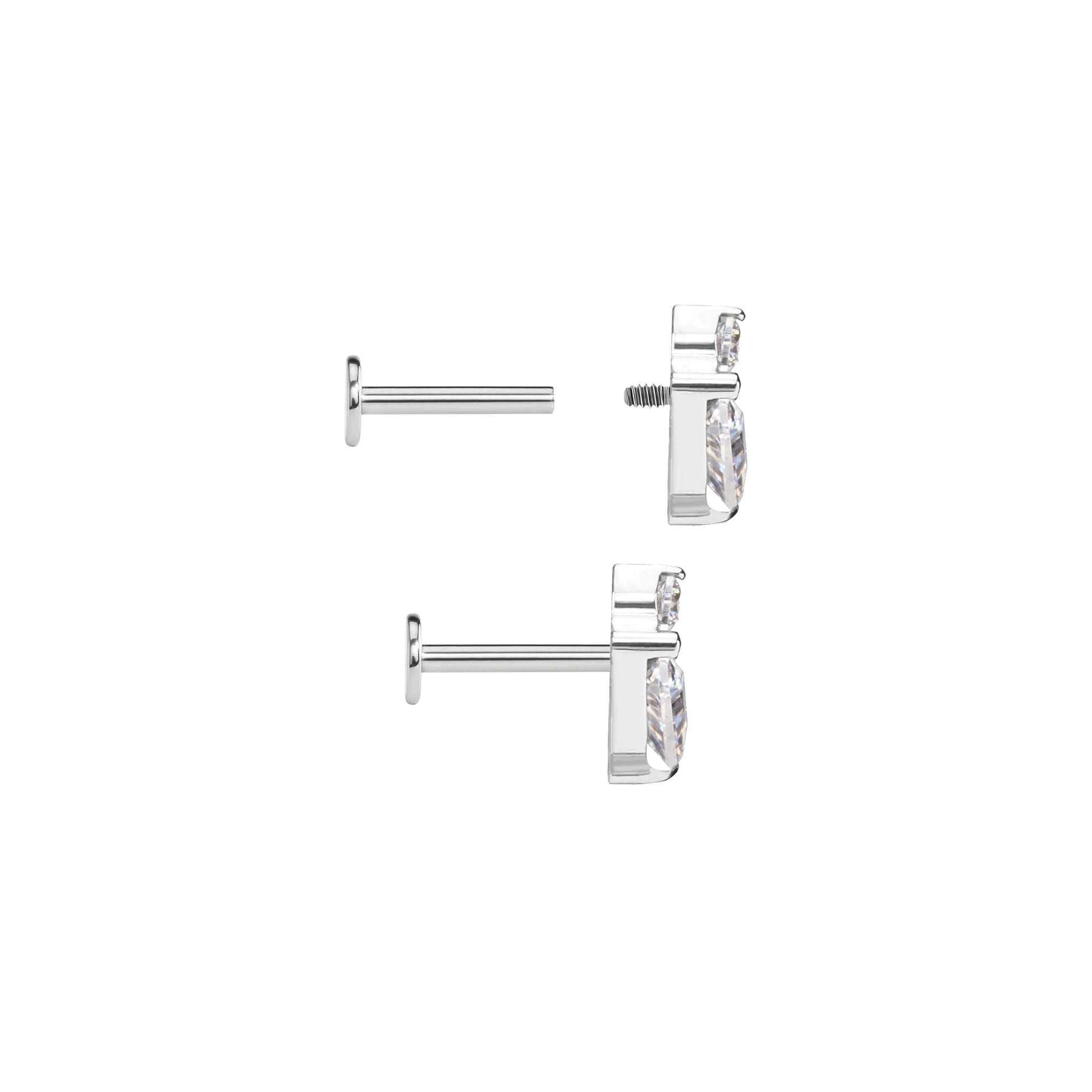 Titanium Internally Threaded Jeweled Dainty Triangle - Painful Pleasures