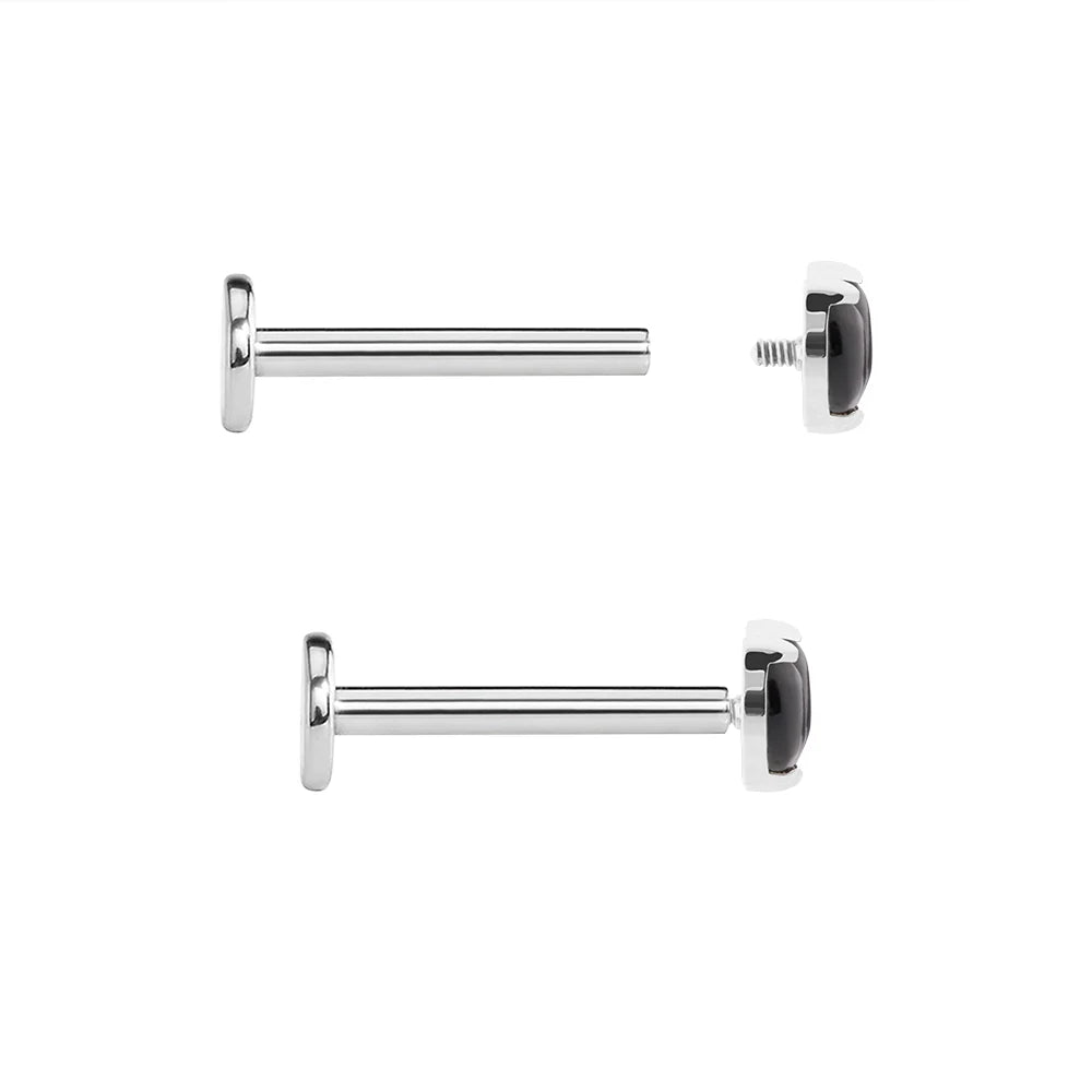 Titanium Internally Threaded Cabochon Marquis Fan - Painful Pleasures