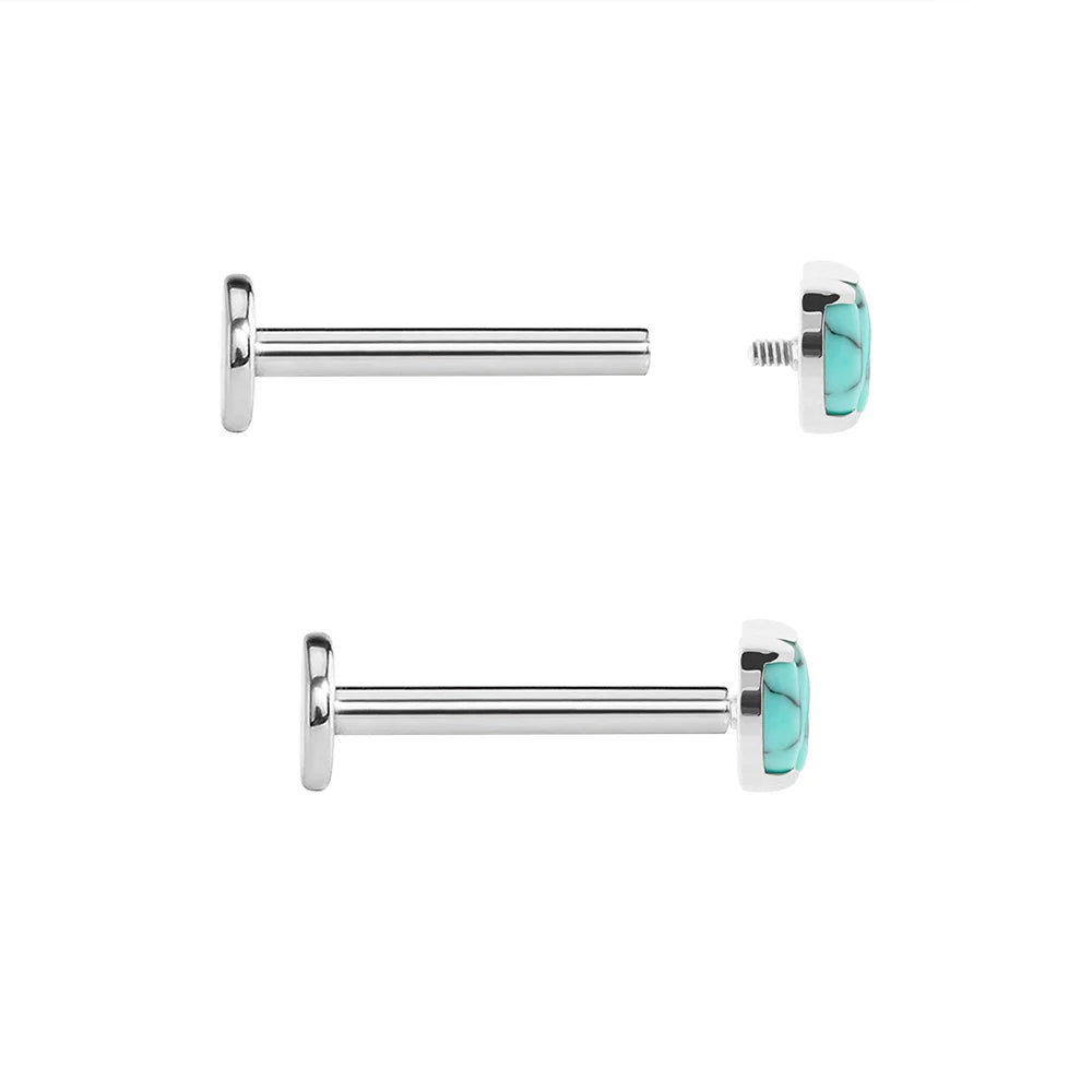 Titanium Internally Threaded Cabochon Marquis Fan - Painful Pleasures