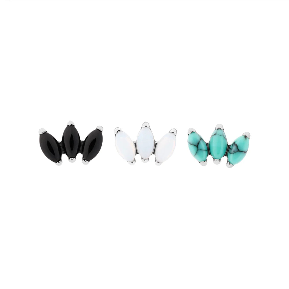 Titanium Internally Threaded Cabochon Marquis Fan - Painful Pleasures