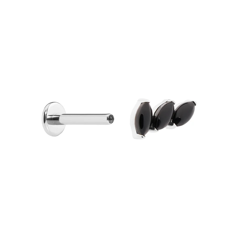 Titanium Internally Threaded Cabochon Marquis Stack - Painful Pleasures