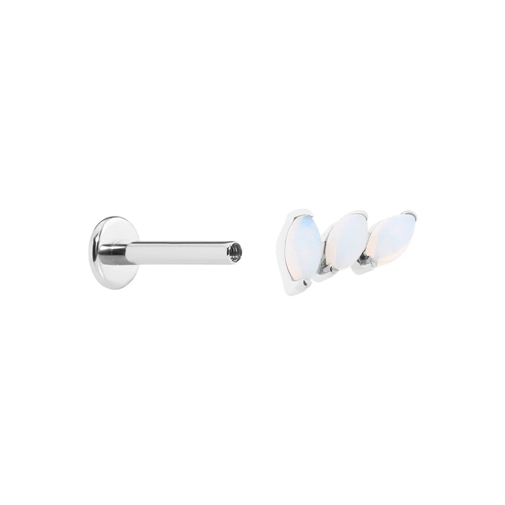 Titanium Internally Threaded Cabochon Marquis Stack - Painful Pleasures