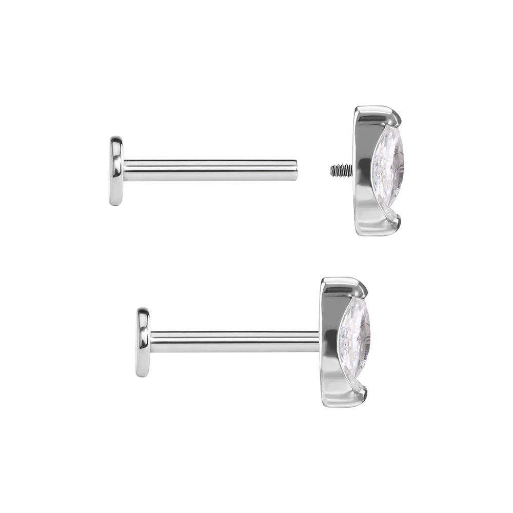 Titanium Internally Threaded Cabochon Marquis End - Painful Pleasures