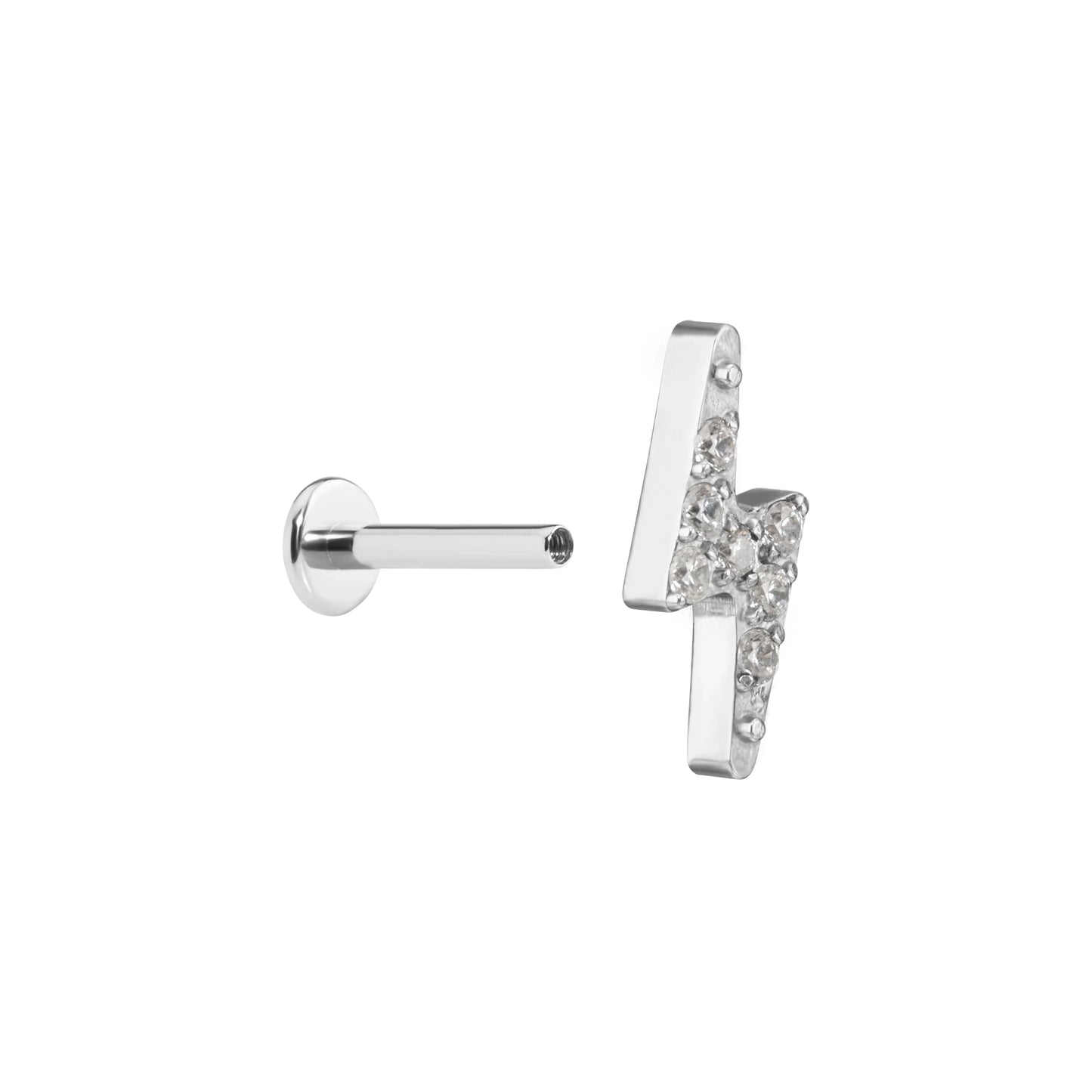 Titanium Internally Threaded Jeweled Lightning Bolt - Painful Pleasures
