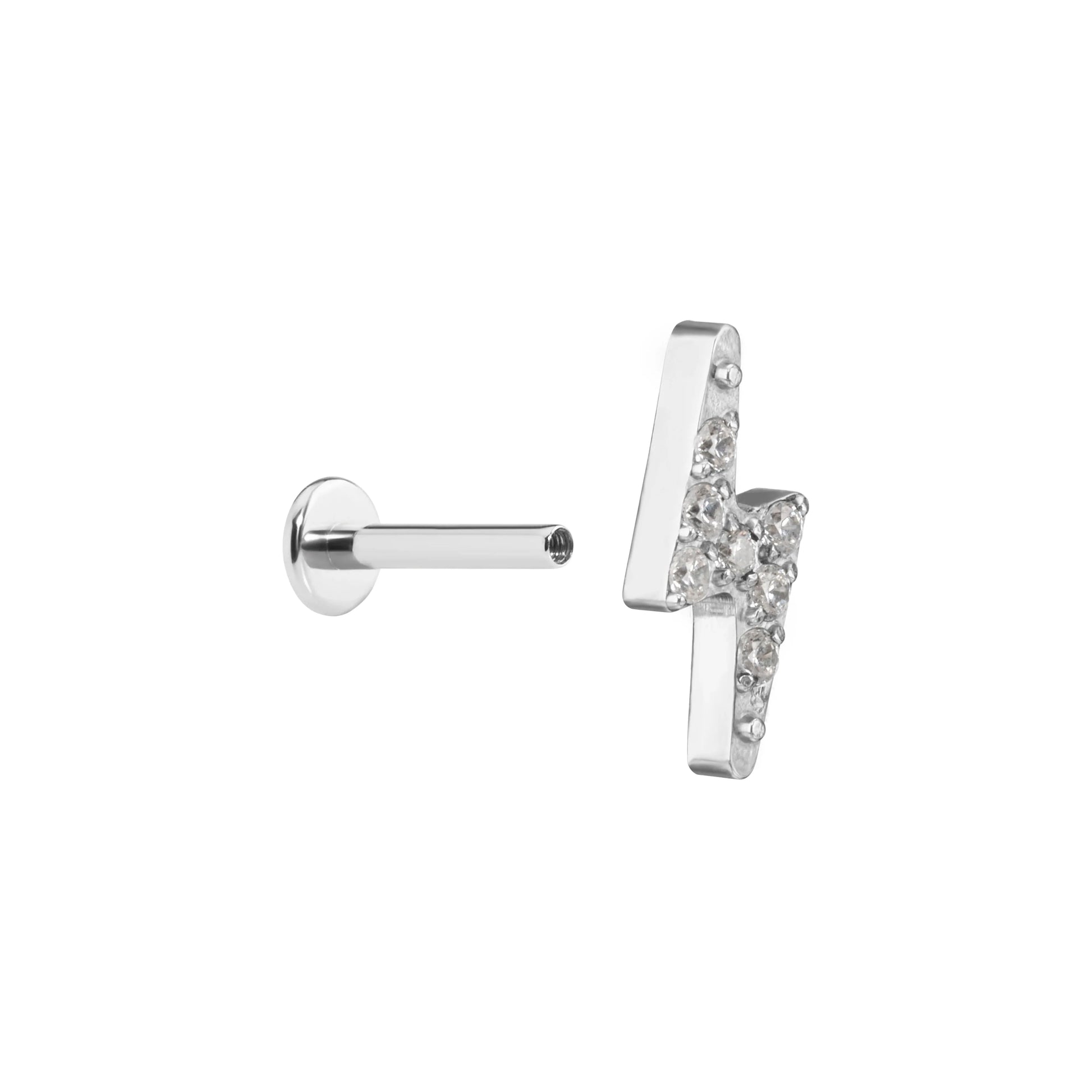 Titanium Internally Threaded Jeweled Lightning Bolt - Painful Pleasures