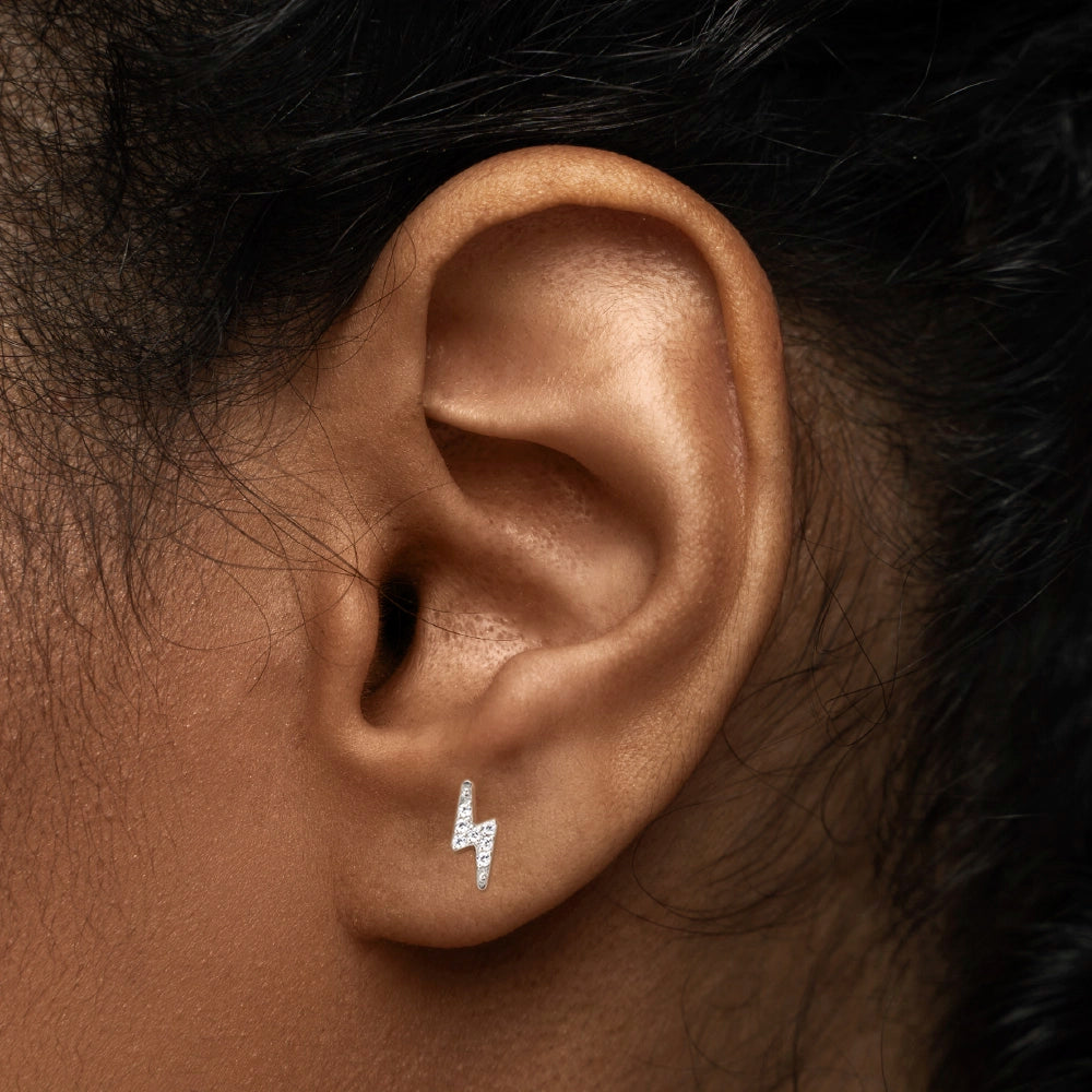 Tilum 18g–16g Titanium Internally Threaded Jeweled Lightning Bolt — Price Per 1 - Painful Pleasures